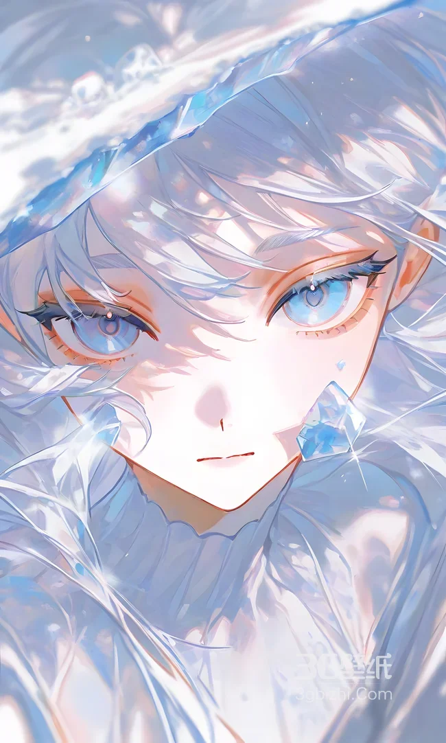 冰晶少年·澄澈蓝眸 二次元唯美风热门手机壁纸1