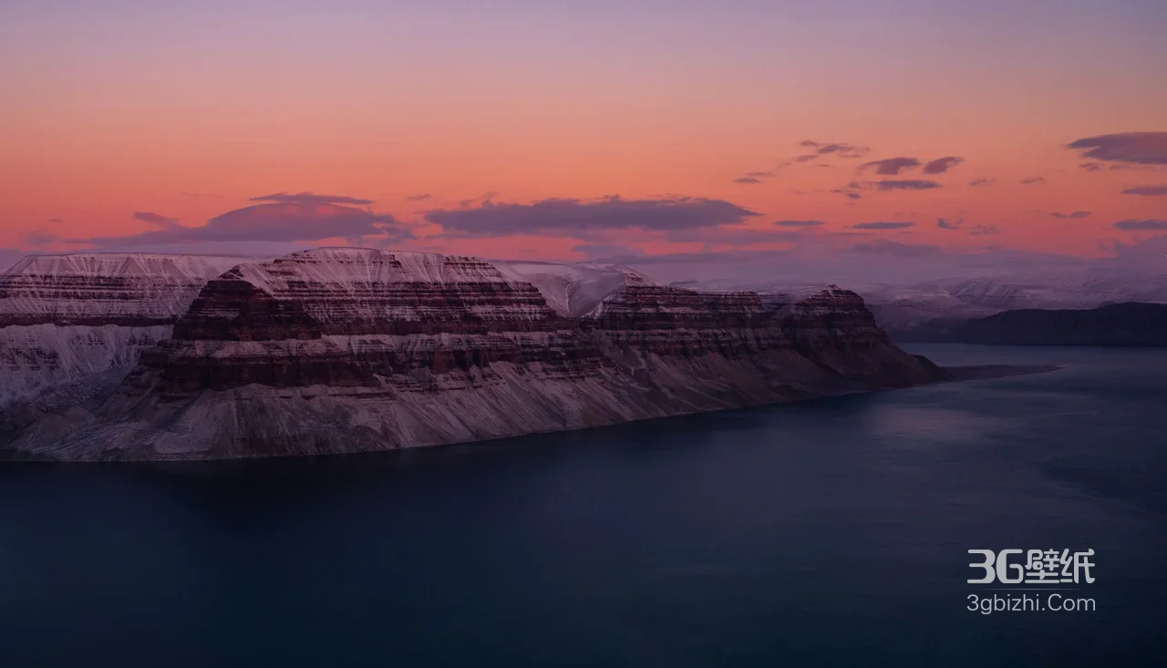 雪覆崖壁湖泊·唯美写实黄昏景 高画质峡湾雪景桌面背景1