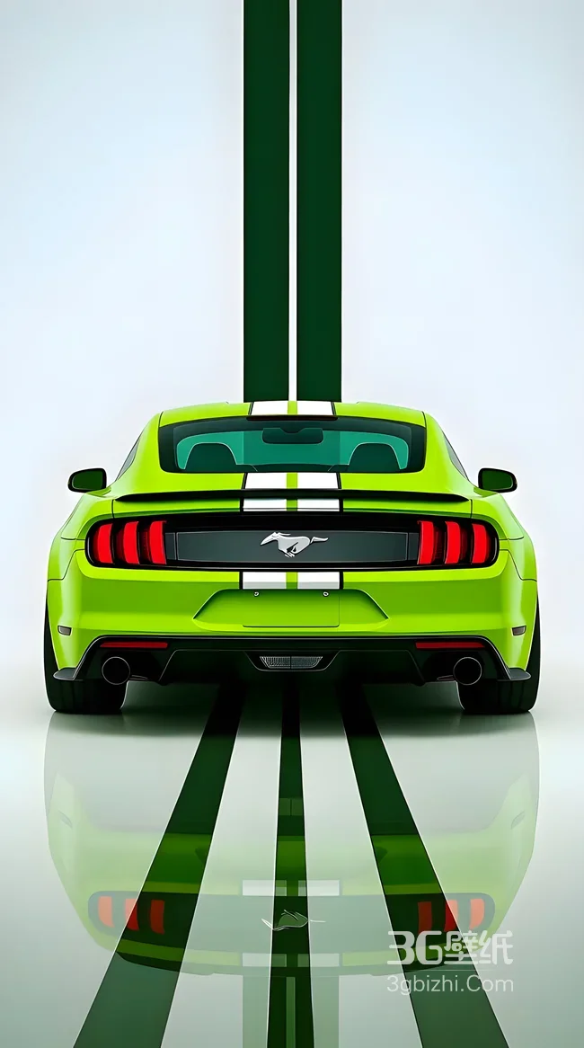 荧光绿福特野马跑车·简约条纹·超酷汽车手机壁纸1