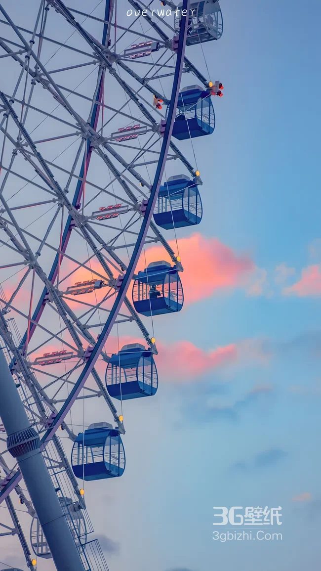 摩天轮座舱·黄昏粉云唯美风 治愈系壁纸1