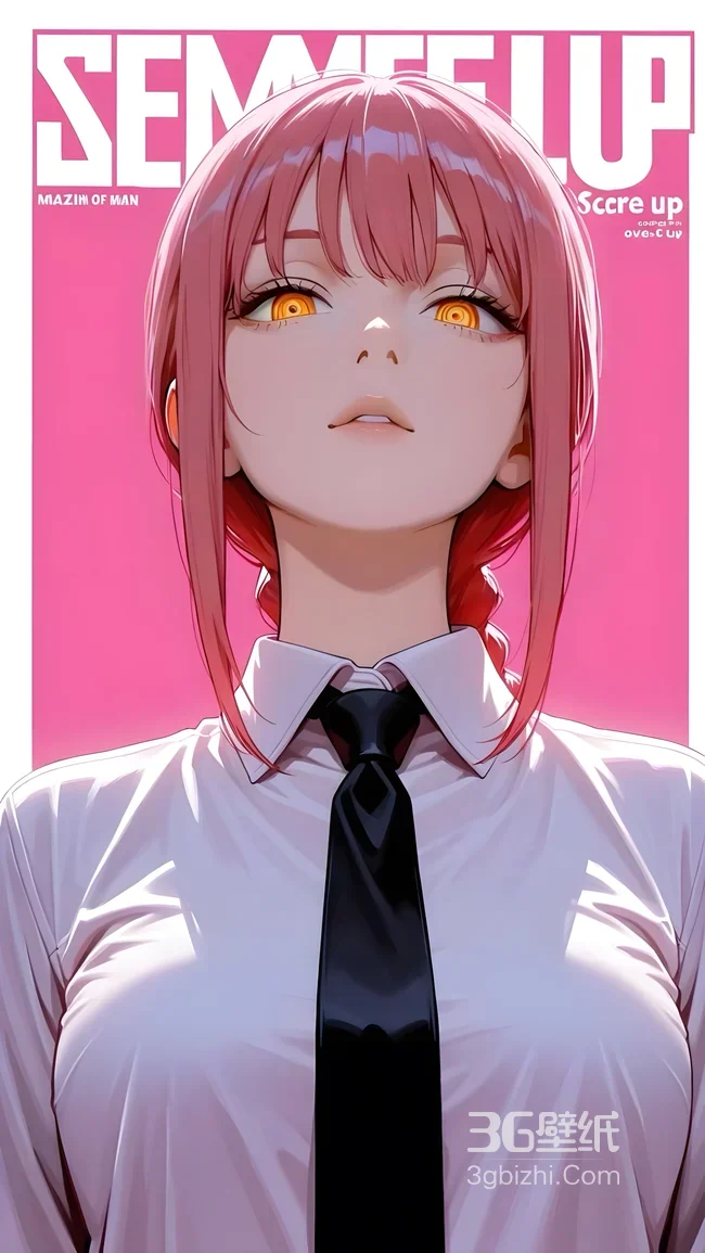 玛奇玛·粉发黄瞳衬衫领带·二次元写实风（电锯人）高人气动漫壁纸1