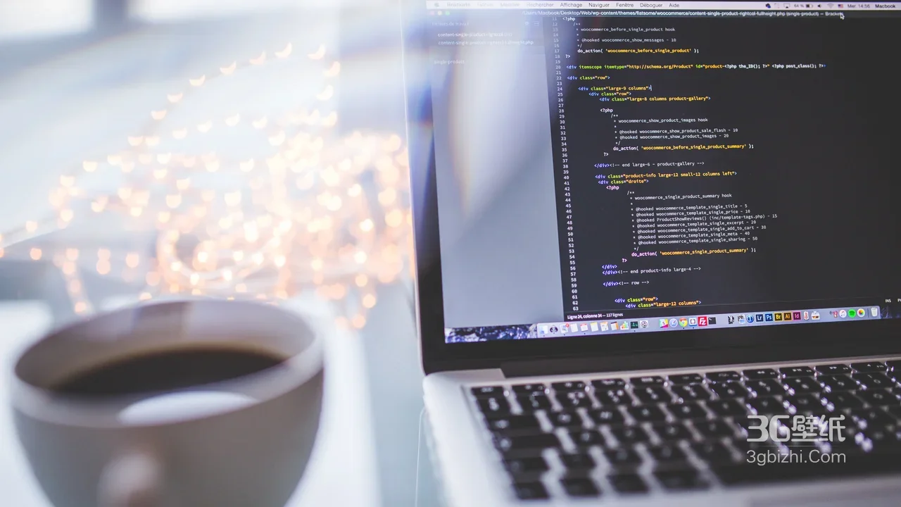 代码咖啡·唯美暖光职场场景 程序员桌面电脑壁纸1