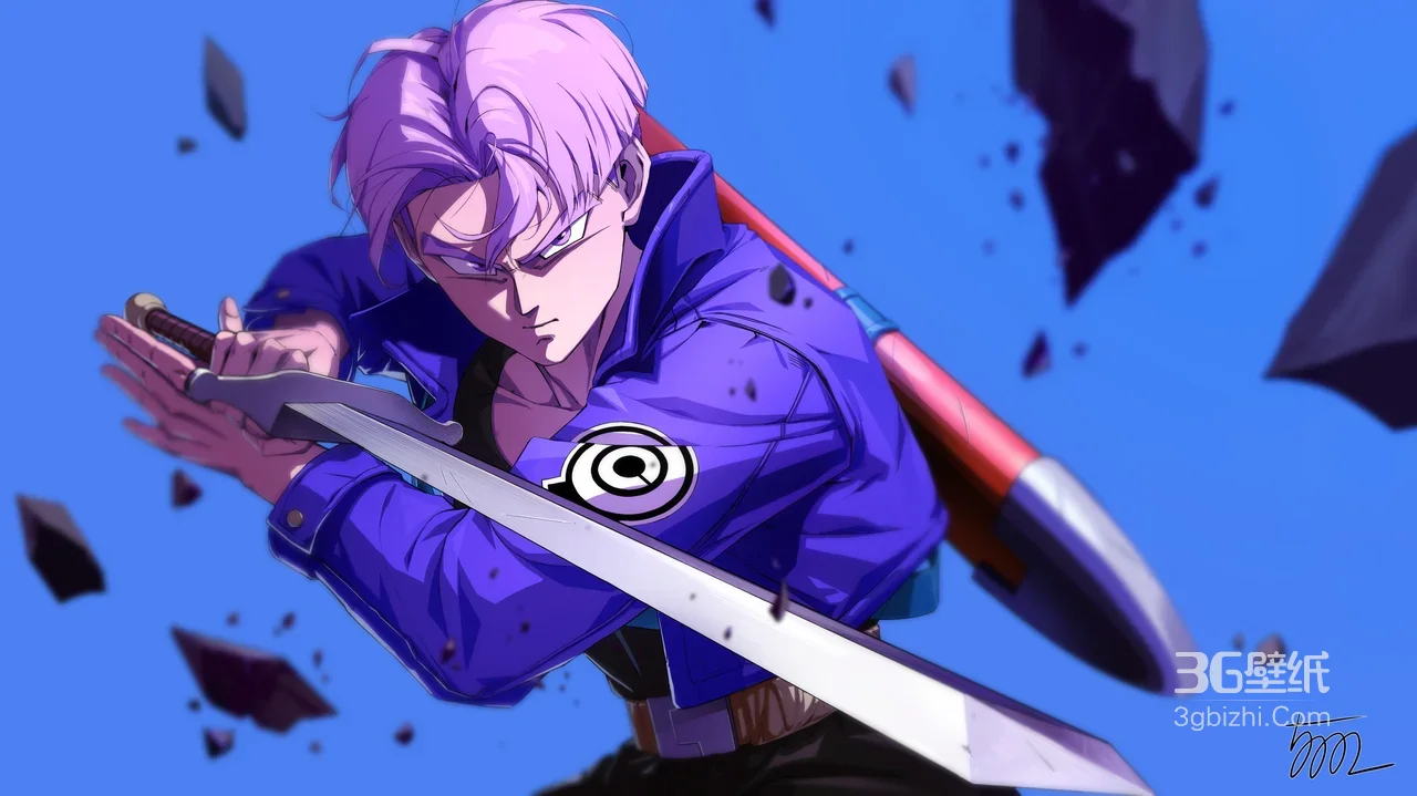 特兰克斯·持剑备战 二次元动漫风龙珠电脑壁纸1