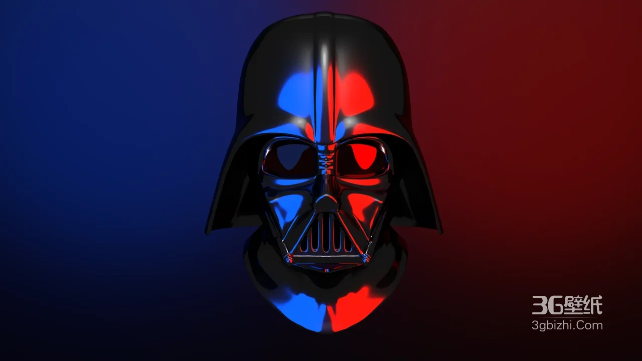 达斯·维达·暗黑金属质感 星球大战宽屏电脑壁纸 红蓝光影1