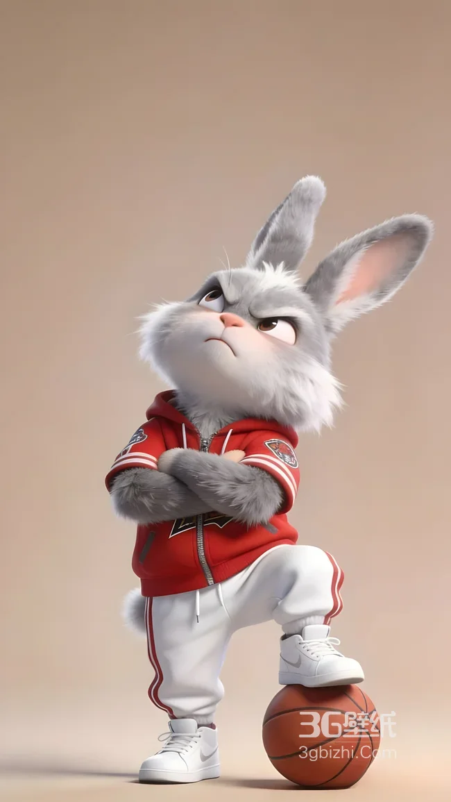 酷拽篮球兔·3D写实拟人风 潮酷运动装耐克鞋壁纸1