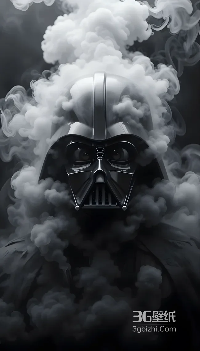 达斯·维达头盔烟雾缭绕 暗黑风星球大战手机壁纸1