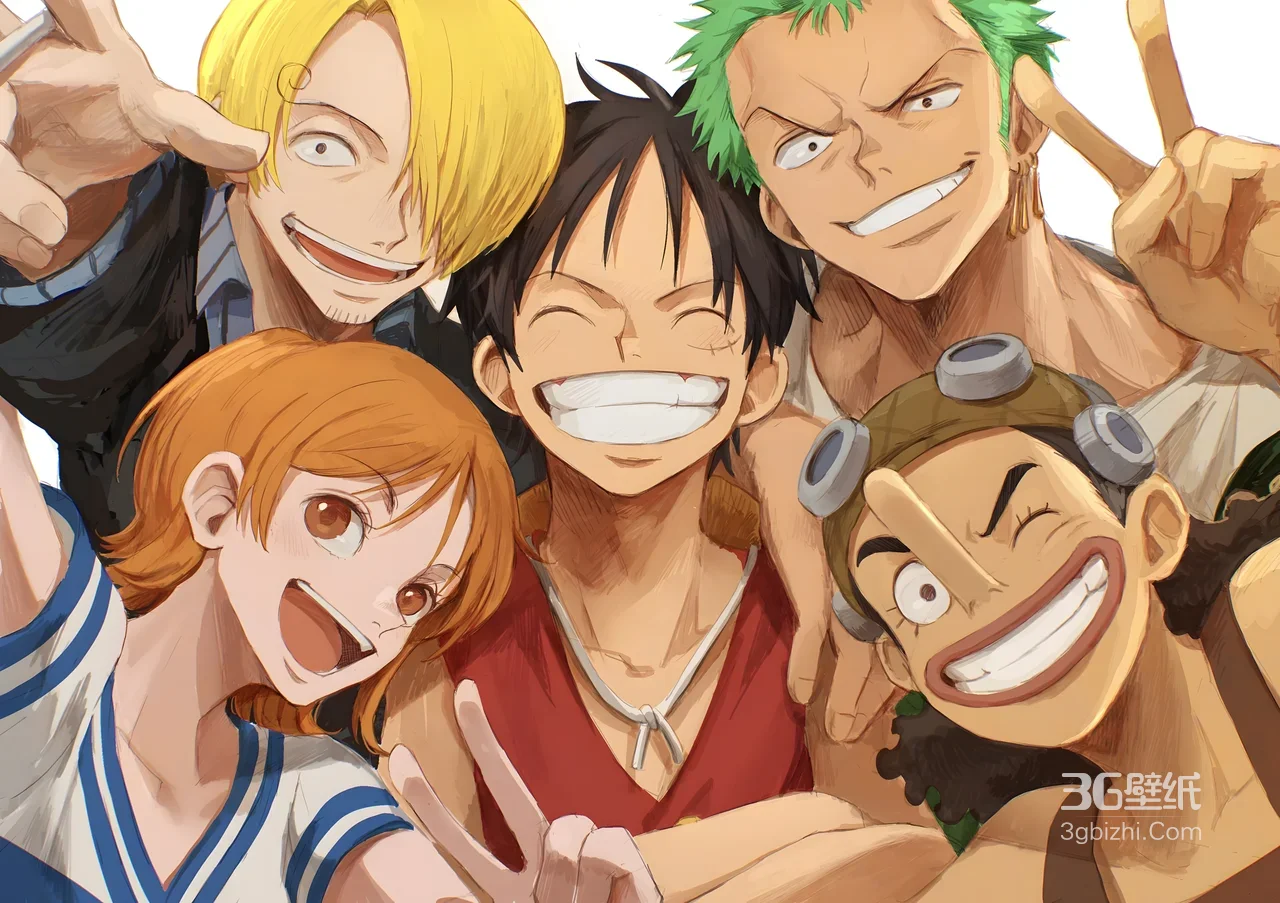 海贼王路飞索隆山治娜美乌索普 二次元合影壁纸1