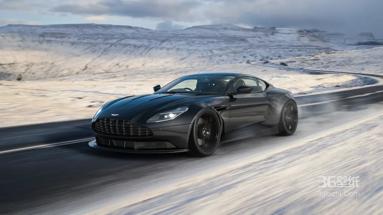 阿斯顿马丁跑车雪地公路飞驰 写实动感汽车壁纸1