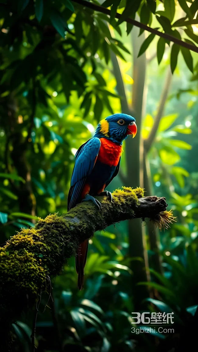 彩羽鹦鹉·写实雨林风 清新自然手机壁纸1