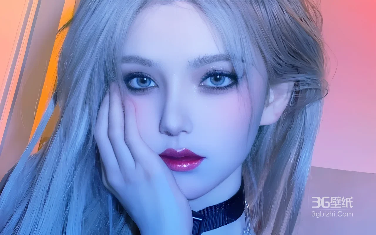 银发冷艳少女·赛博朋克风 高质感赛博电脑壁纸1