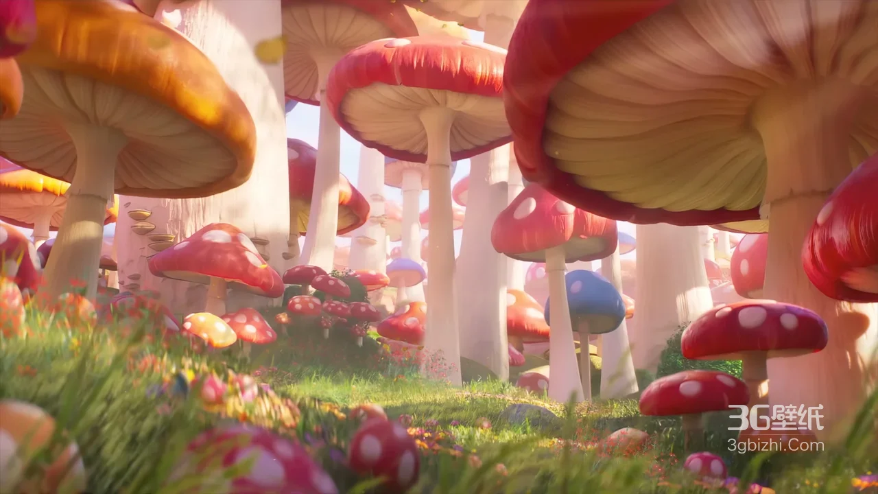奇幻蘑菇森林·唯美童话风3D场景 治愈系电脑壁纸1