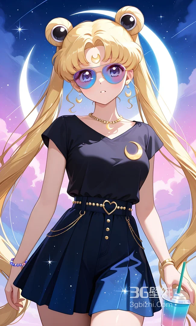 月野兔·月亮元素二次元动漫风 梦幻星空手机壁纸1