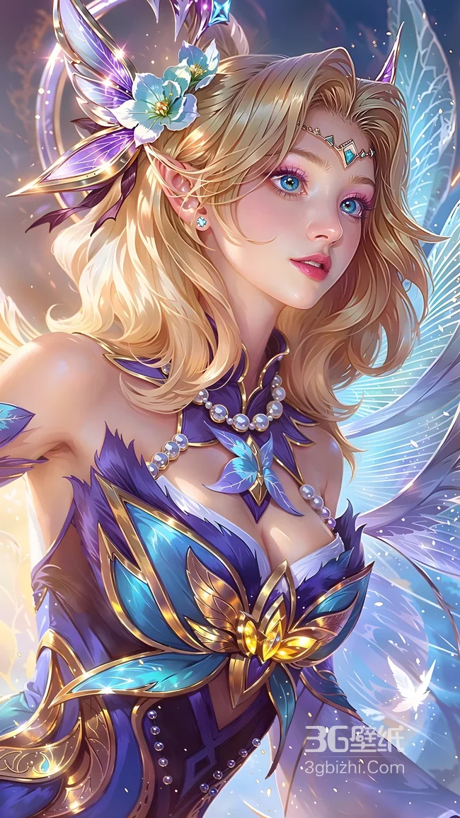 花饰羽翼精灵女·唯美奇幻游戏风 超仙手机壁纸1