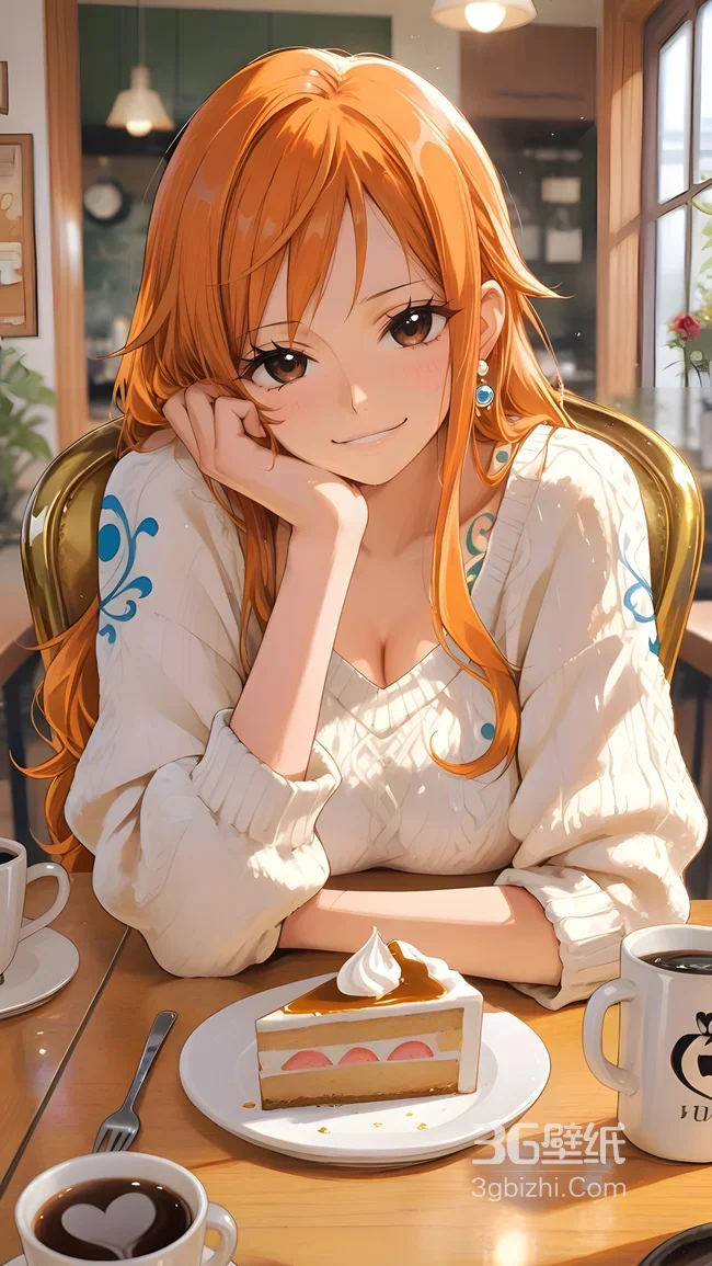 娜美·咖啡厅甜憩 二次元唯美风 海贼王手机壁纸1