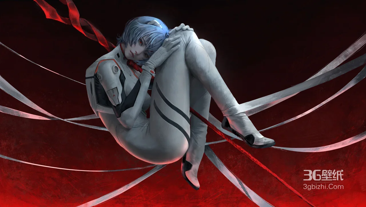 绫波丽·战斗服蜷缩 写实风 EVA动漫宽屏壁纸1