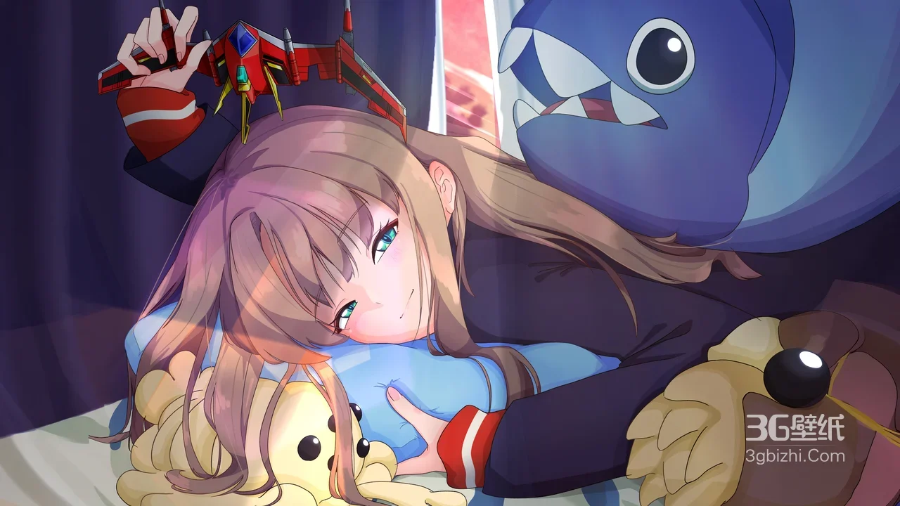 二次元唯美躺卧女孩·萌宠机械环绕 动漫风电脑壁纸1