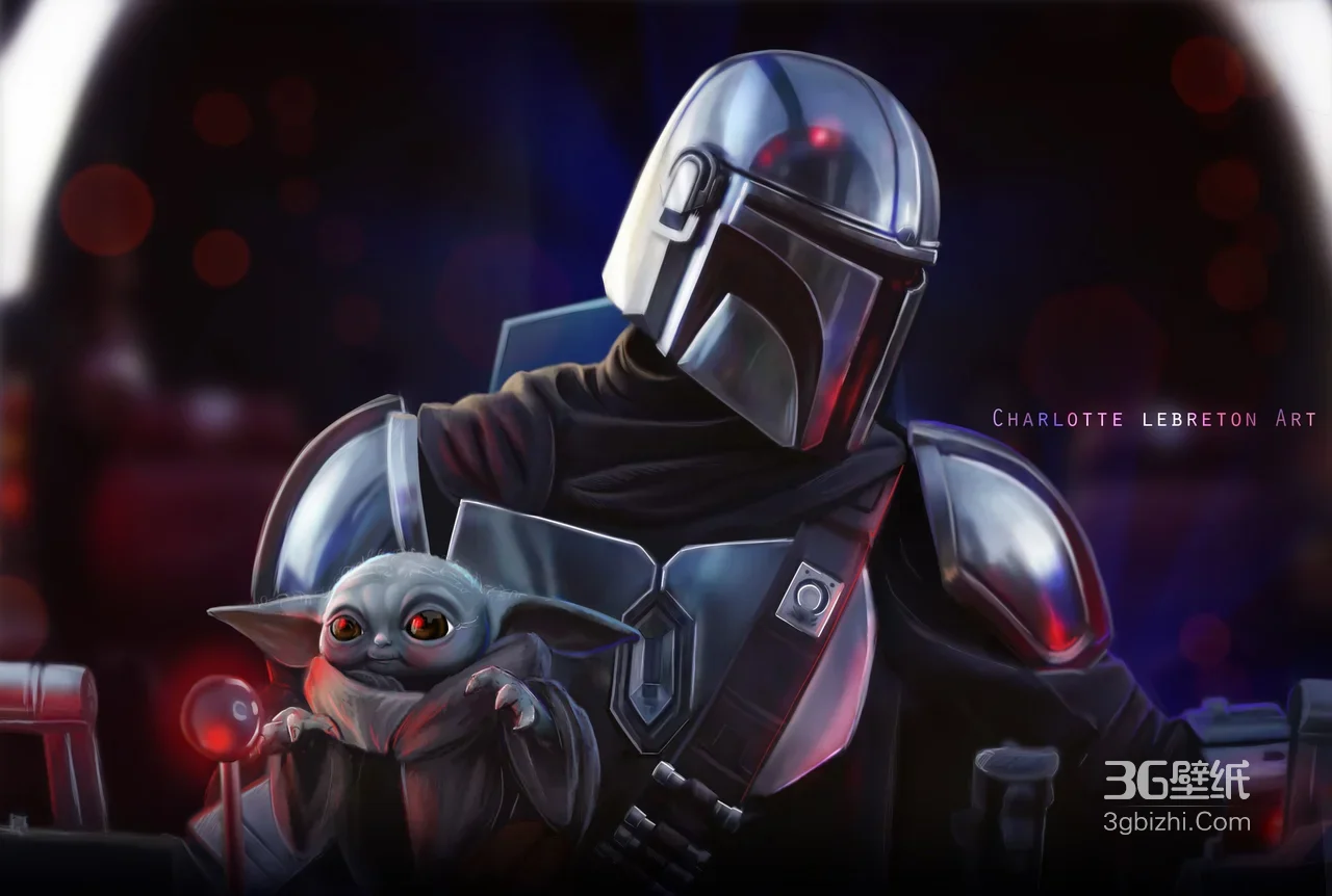 曼达洛人·盔甲&尤达宝宝·萌态 写实影视风电脑壁纸1