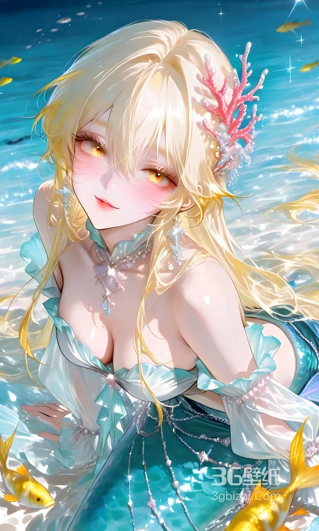 人鱼少女·珊瑚发饰 唯美梦幻海洋风 高人气手机壁纸1