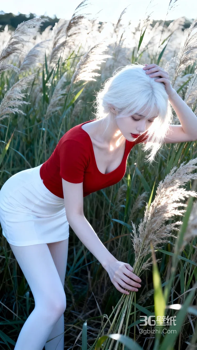 芦苇丛中白衣女子·唯美写实风 氛围感美女写真4
