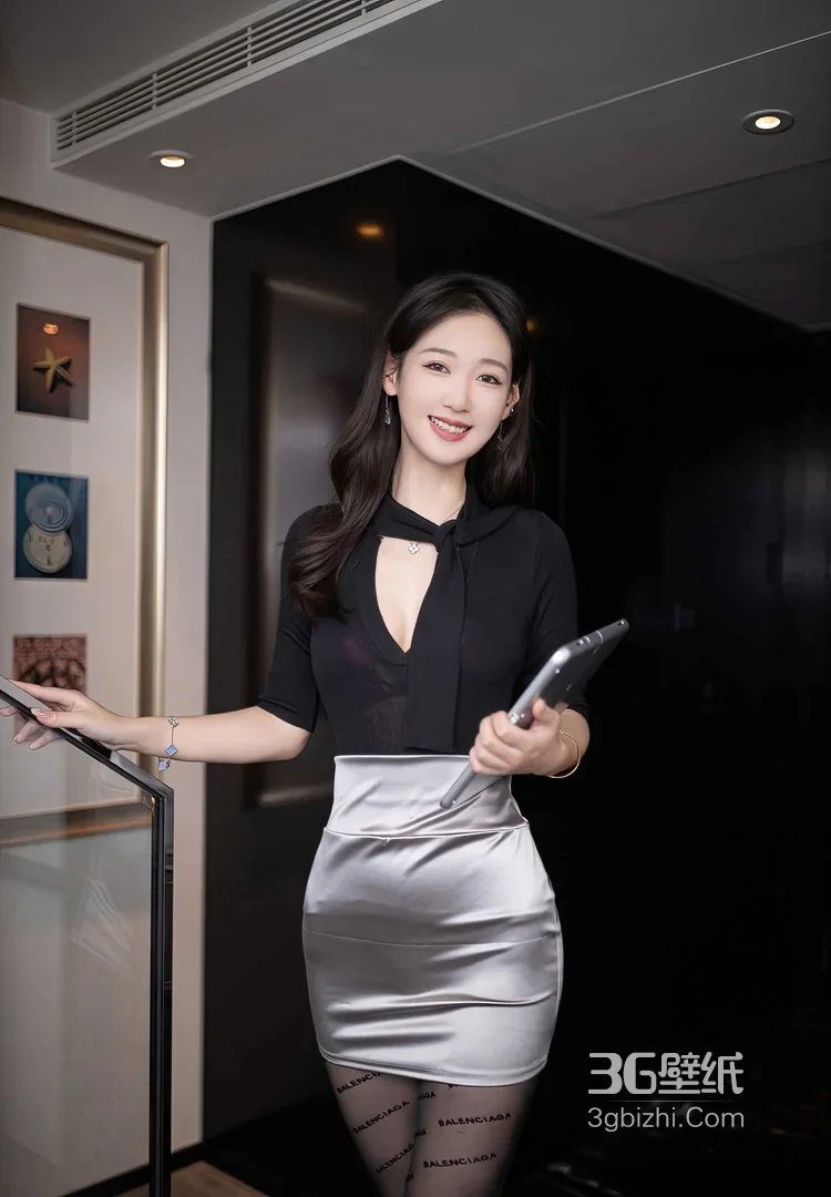 气质女生·干练职场风 手持平板都市丽人写真 高热度女生写真1