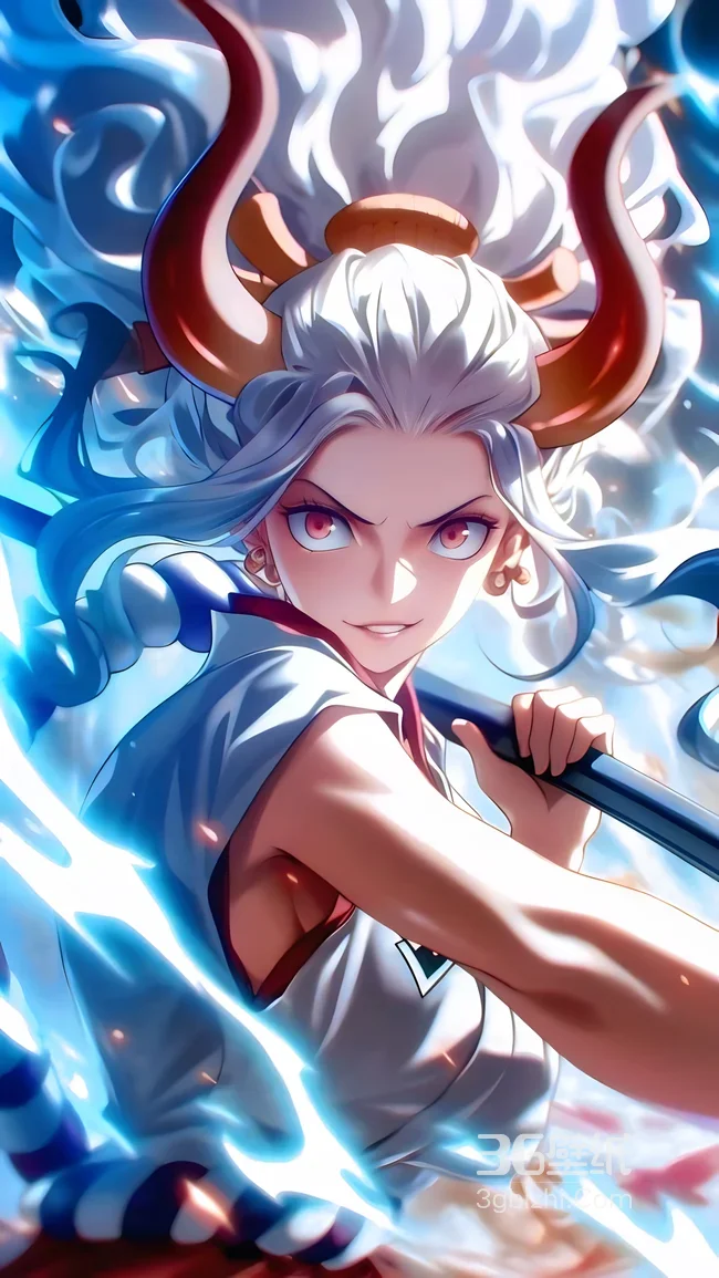 大和·牛角白发雷电 二次元热血 海贼王动漫高燃壁纸1