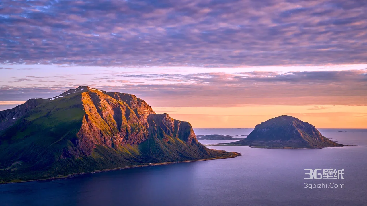 山海岛屿日出·唯美写实 北欧峡湾风景电脑壁纸1