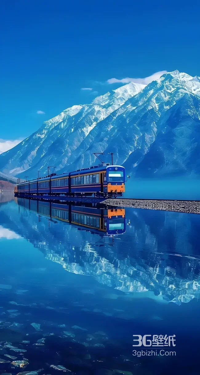 雪山湖泊列车·唯美清新 治愈山水秘境壁纸1