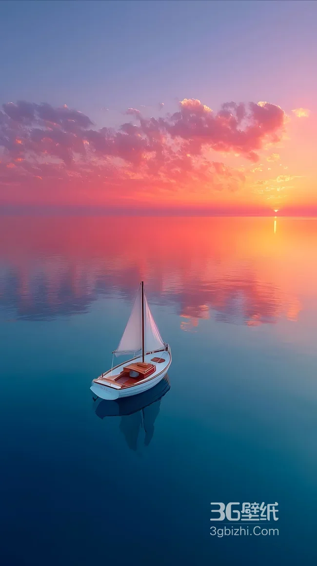 海面帆船·唯美日落黄昏 静谧治愈手机壁纸1