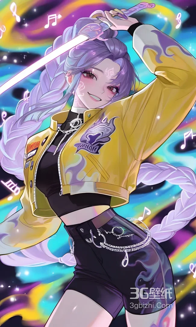 国漫潮酷少女·紫辫光剑 幻彩星云手机壁纸1