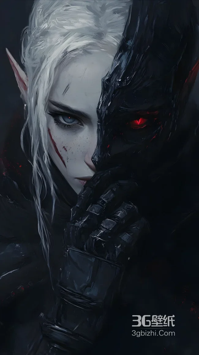 半面精灵半暗黑装甲·暗黑奇幻风 暗黑系高人气手机壁纸1