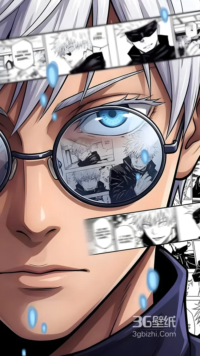 五条悟·蓝眼眼镜（漫画分镜反射）咒术回战动漫风壁纸 高热度动漫壁纸1
