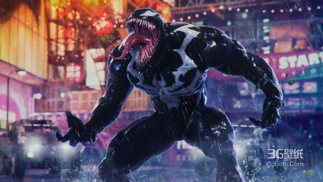毒液·共生体狂怒 暗黑写实风 漫威游戏赛博雨夜壁纸1