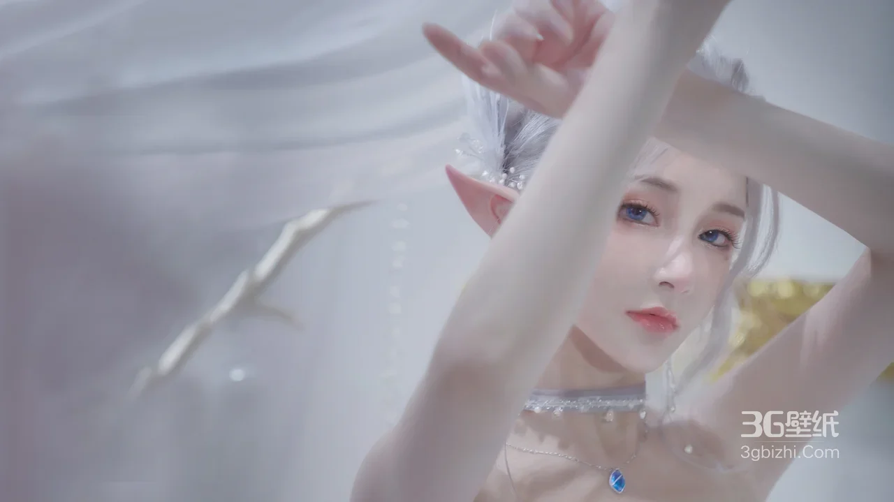 银发精灵耳少女·唯美梦幻风 高清电脑壁纸1