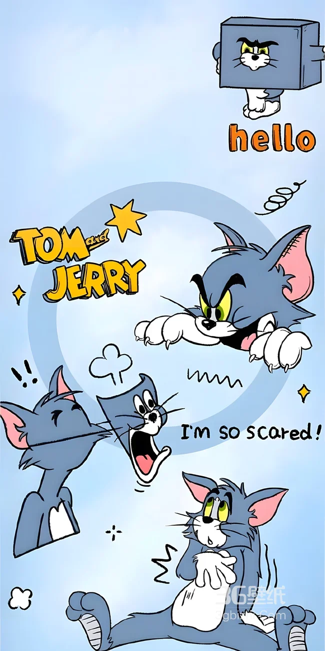 《猫和老鼠》汤姆猫多表情搞怪 美式卡通风手机壁纸1