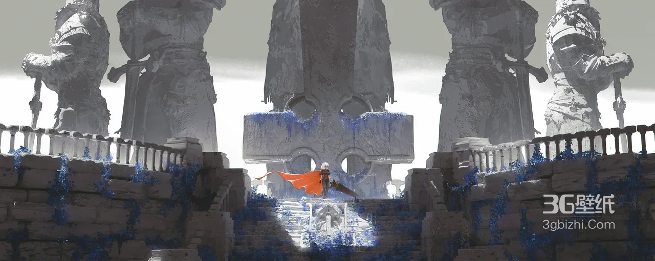 古风遗迹·红披风巨剑战士 暗黑奇幻游戏风宽屏车机壁纸1