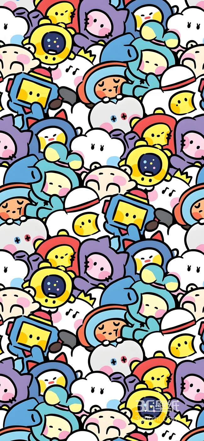 卡通Q版萌物·无缝拼接可爱风手机壁纸（高人气）1