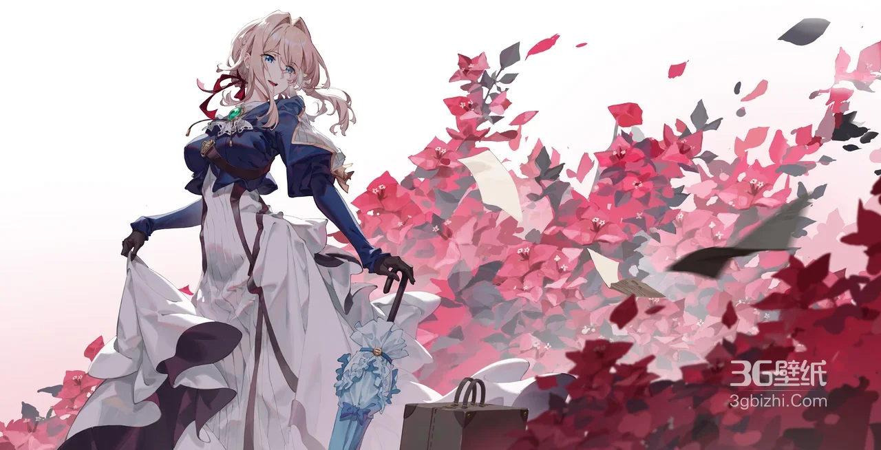 薇尔莉特·伊芙加登·花境漫步 二次元唯美风 紫罗兰永恒花园宽屏壁纸1