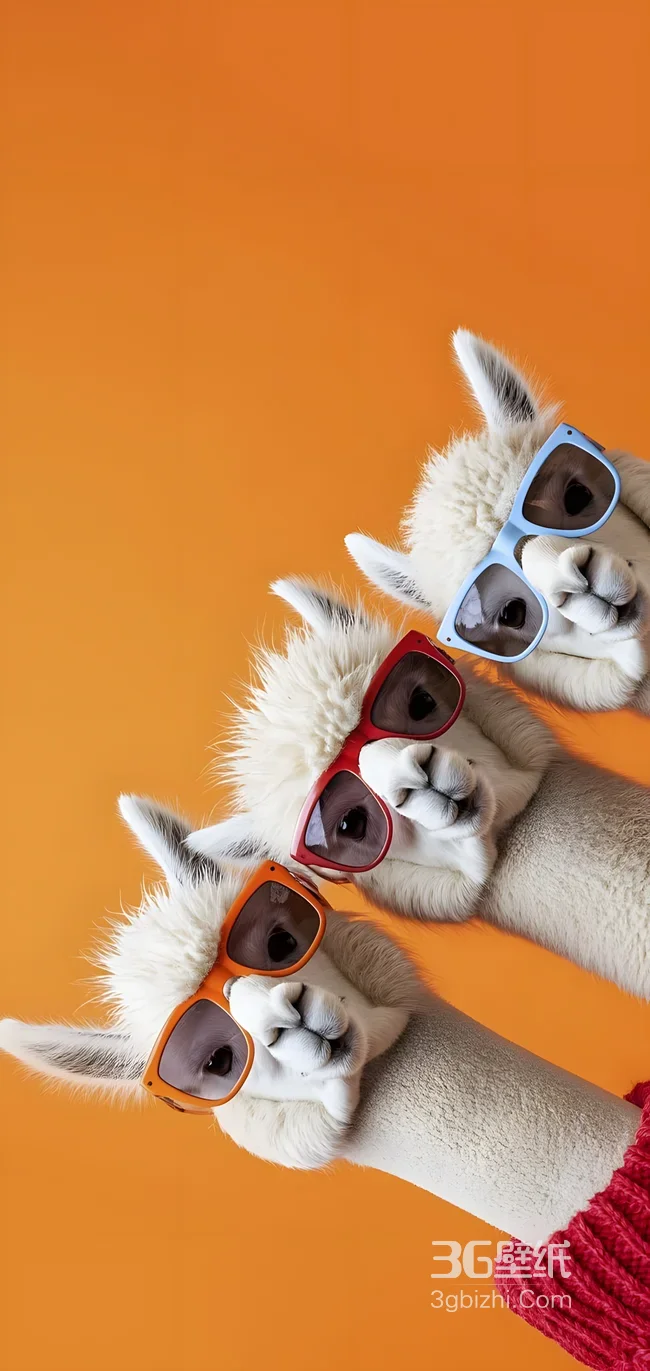 趣味拟人羊驼戴墨镜 Trio 高萌宠物墨镜壁纸1