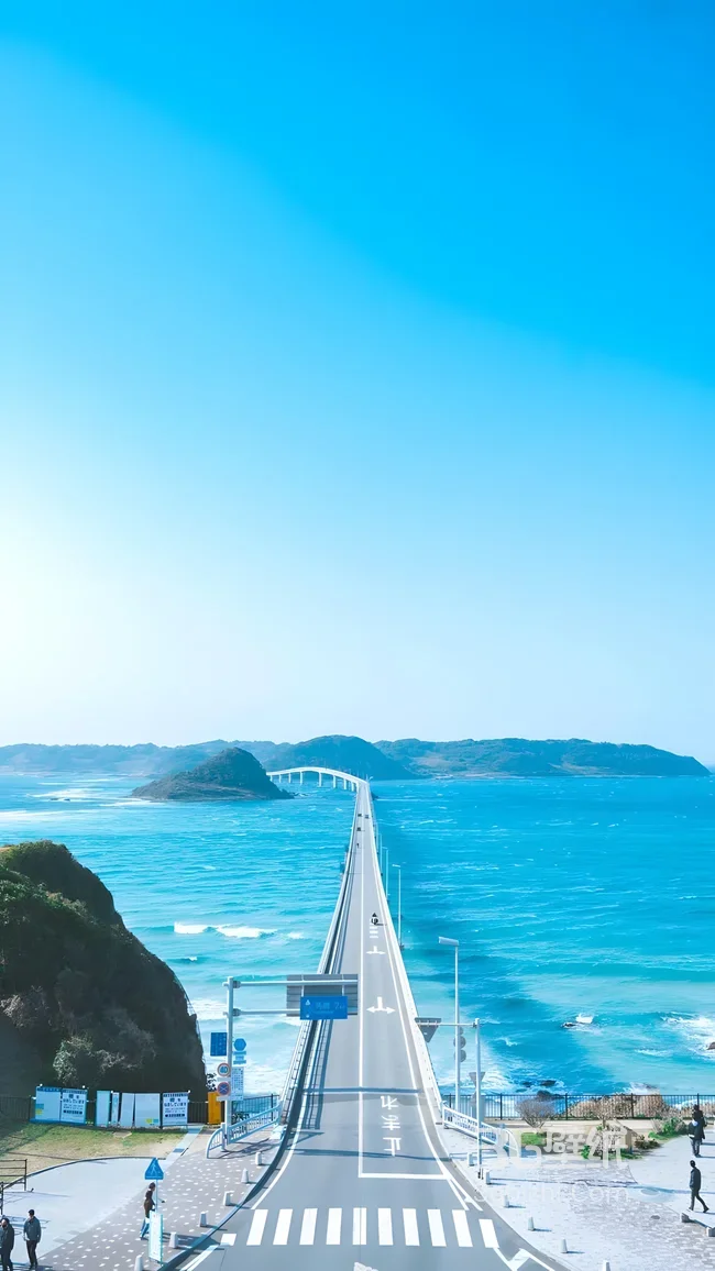 角岛大桥·日系清新·蓝色海滨公路手机壁纸（高热度：日系跨海大桥壁纸）1