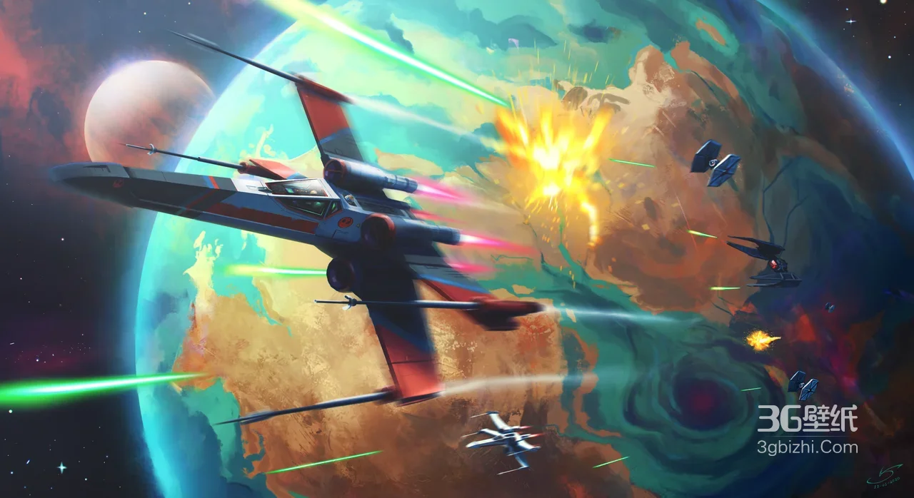 星战X翼战机激战·科幻动漫风·星球大战 超燃星际战斗电脑壁纸1