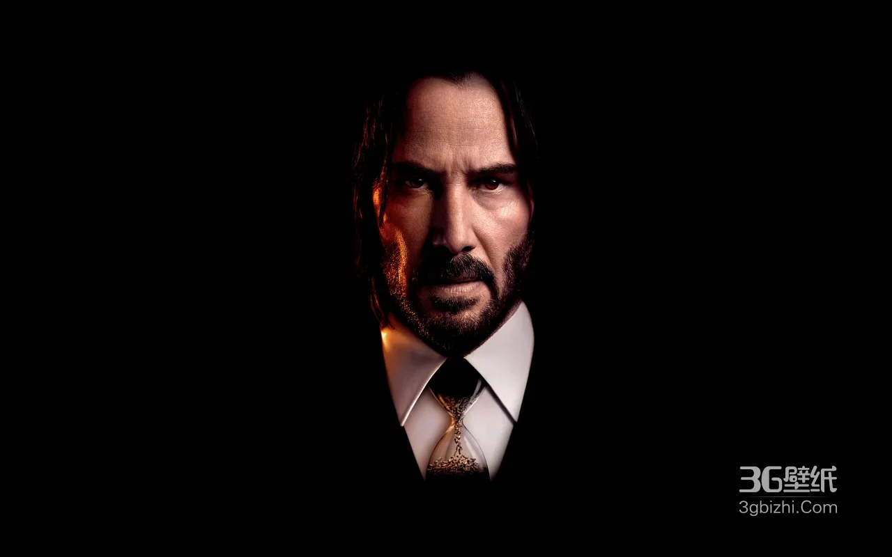 基努·里维斯 暗黑西装沙漏领带 影视风电脑壁纸1