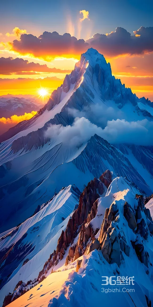 巍峨雪山日落·唯美写实风 震撼自然景观高人气壁纸1