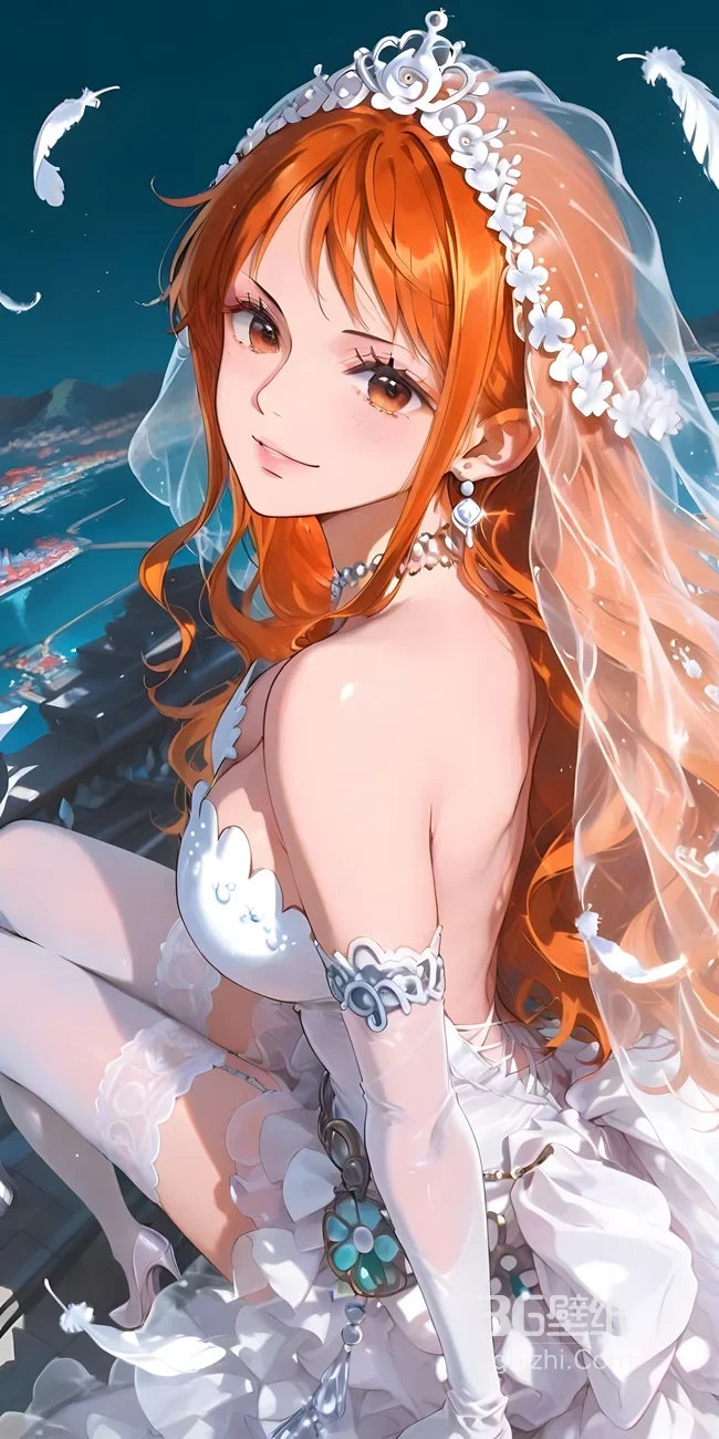 娜美（海贼王）婚纱造型 二次元唯美壁纸（高人气动漫婚纱壁纸）1
