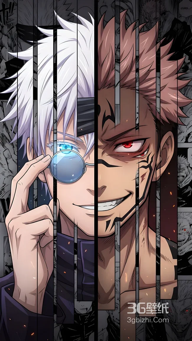 五条悟·六眼 两面宿傩·咒纹 暗黑热血咒术回战壁纸1