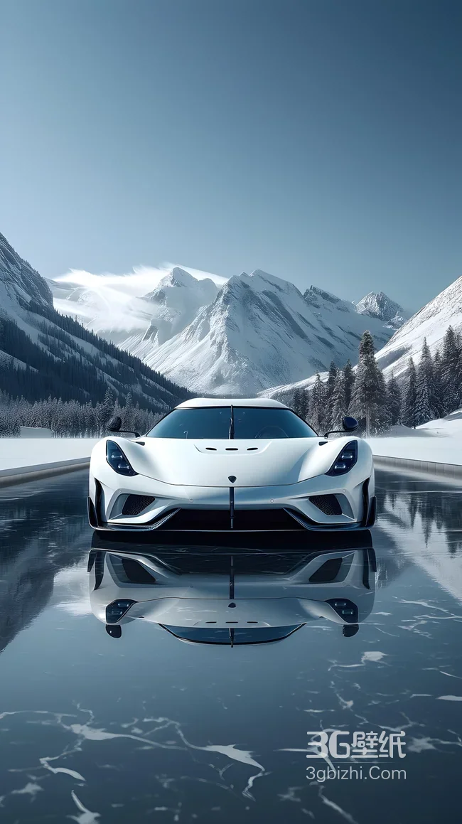 柯尼塞格超跑·雪山冷冽风 冰雪山脉汽车壁纸1