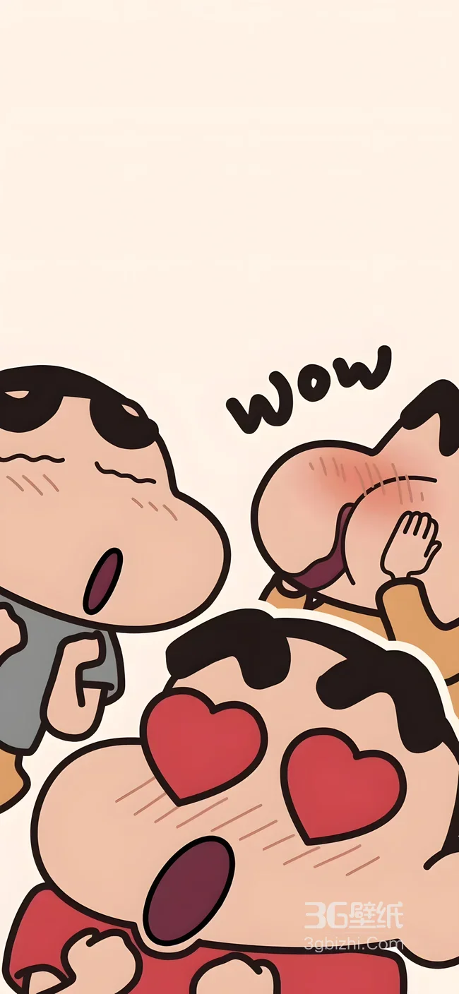 蜡笔小新·多样表情（爱心眼/脸红/惊讶）卡通风 热门日漫角色壁纸1