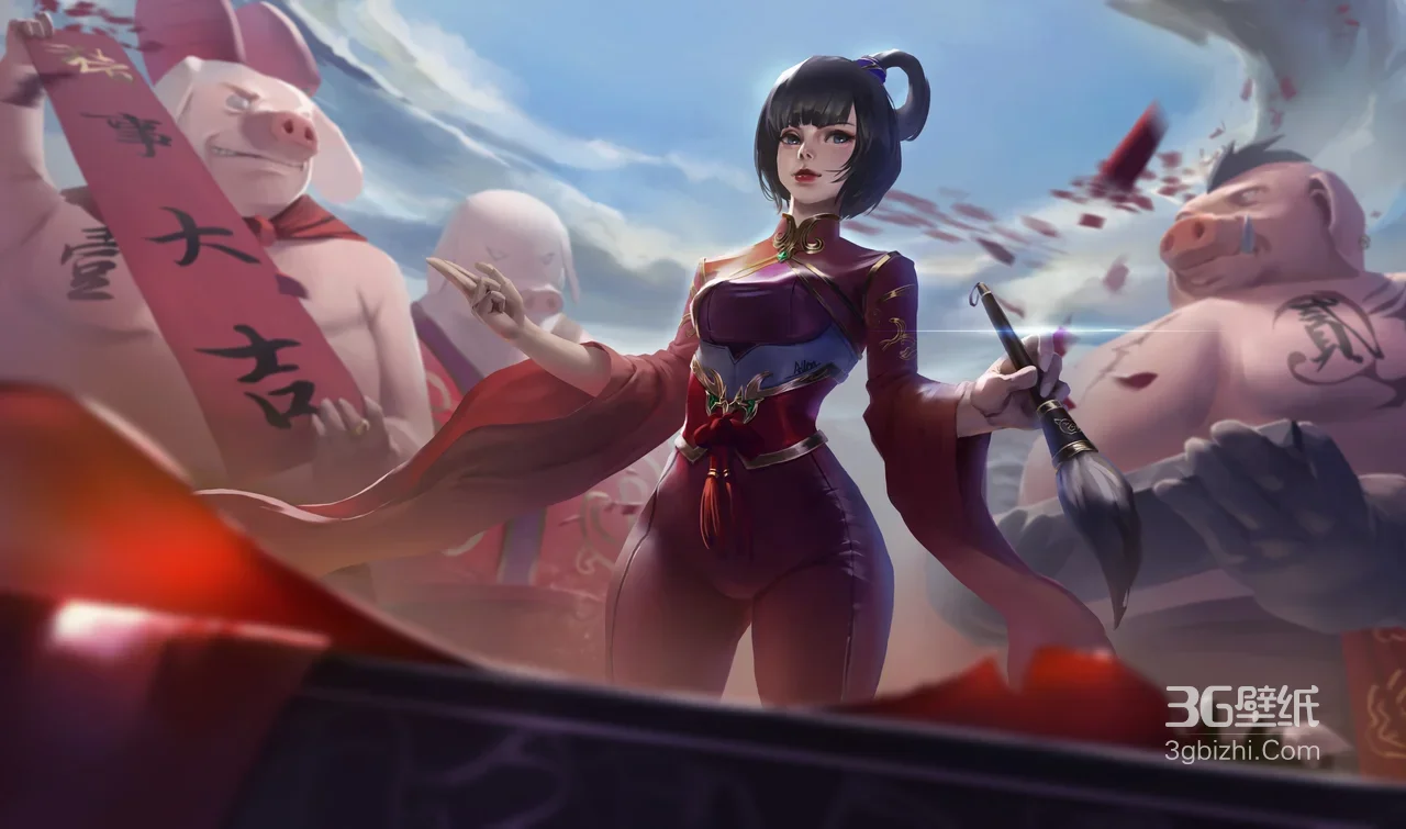 上官婉儿·猪年贺岁 国风《王者荣耀》宽屏电脑壁纸1