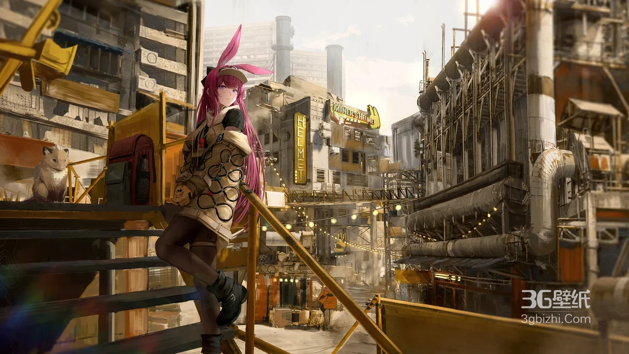 安洁莉娜·工装兔耳 二次元废土工业游戏壁纸 后工业都市1