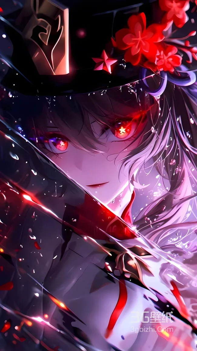 胡桃·血色瞳光 暗黑唯美原神游戏角色壁纸（原神胡桃手机壁纸）1