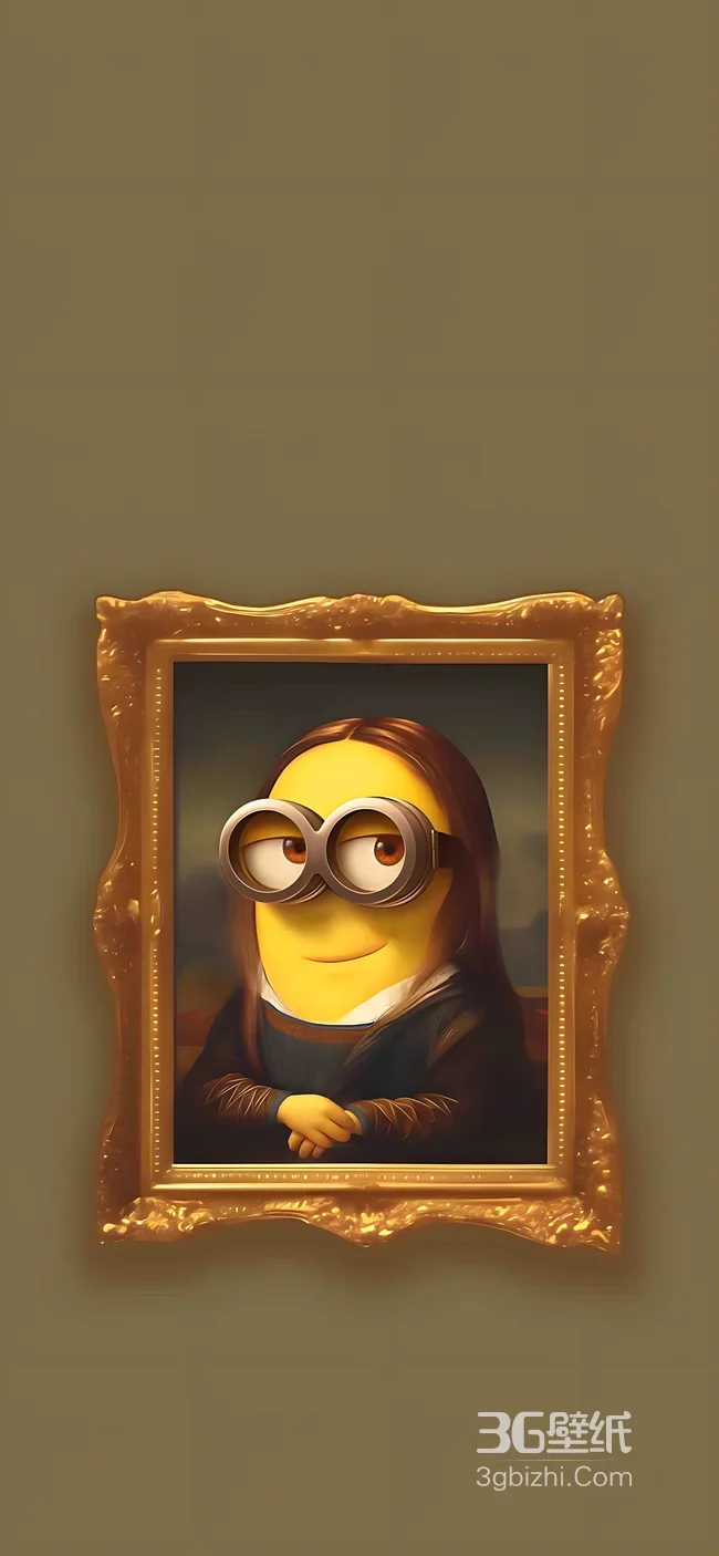 小黄人·蒙娜丽莎cos 复古油画风 趣味艺术壁纸1